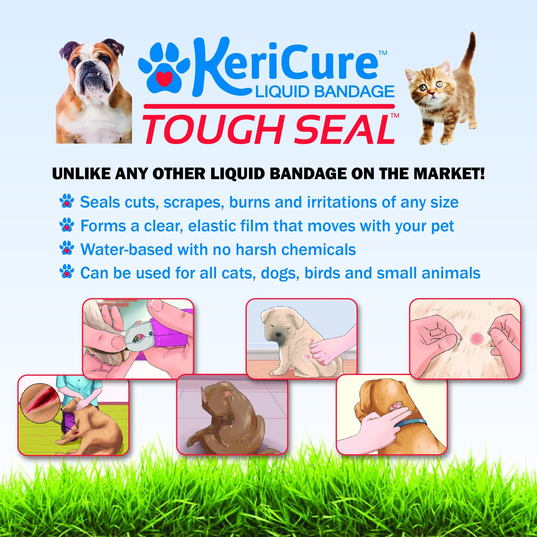 KeriCure Tough Seal waterproof protection keeps wounds protected during play.