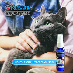 KeriCure Tough Shield applied to a cat wound for protection