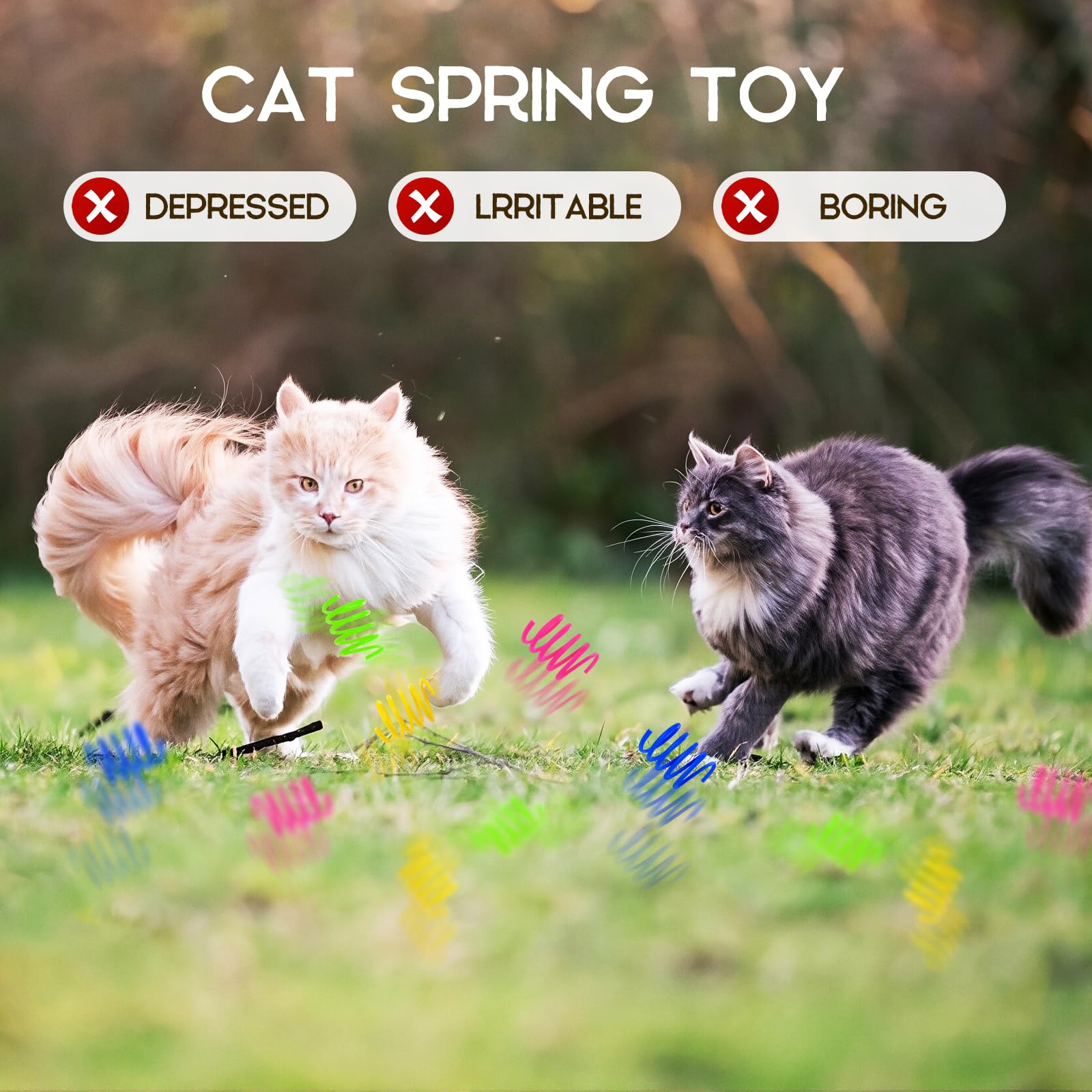 Kerros cat spring toy 60 pack highly elastic plastics ensure long-lasting bouncing play