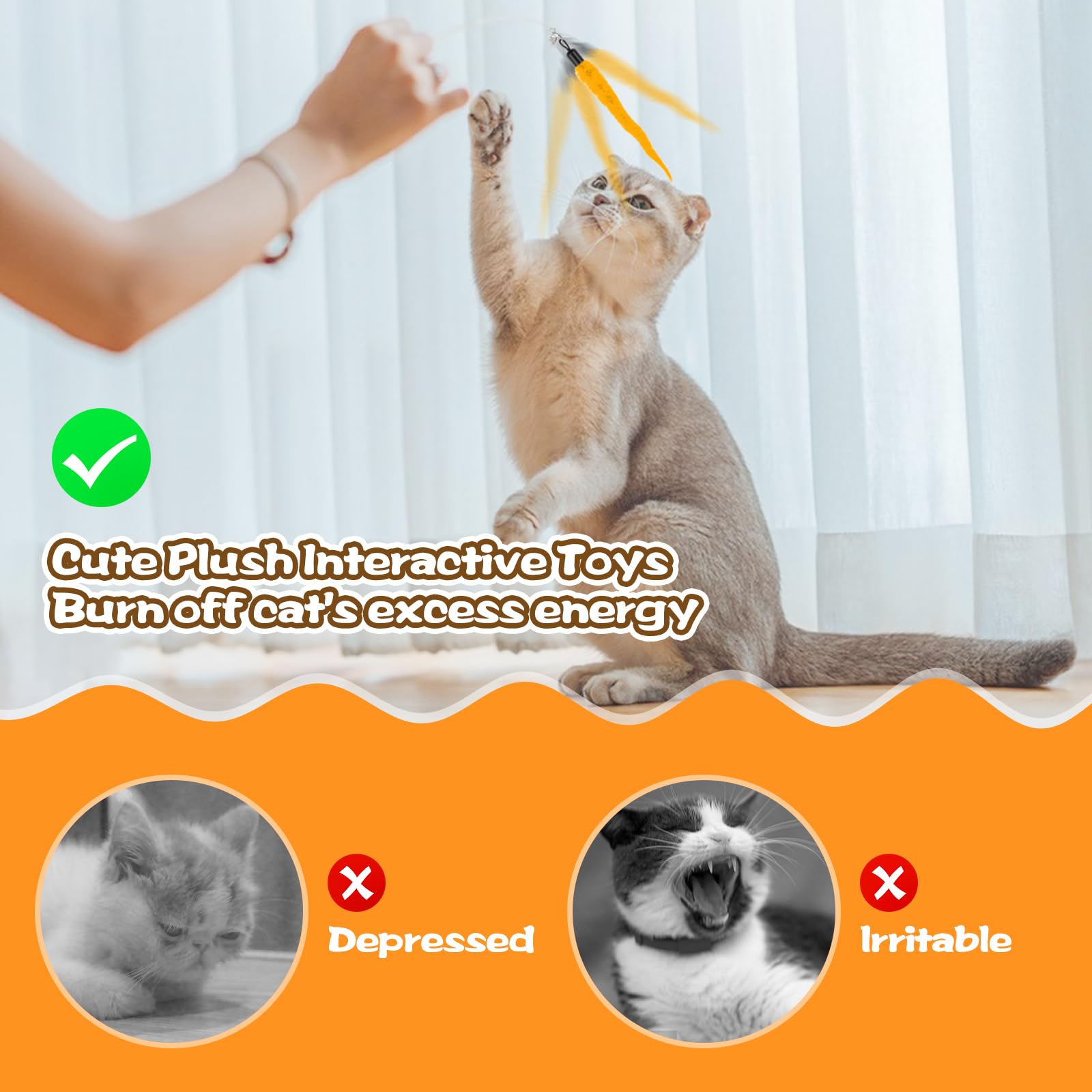 Kerros Cat Worm Toy on cat tree promotes active play