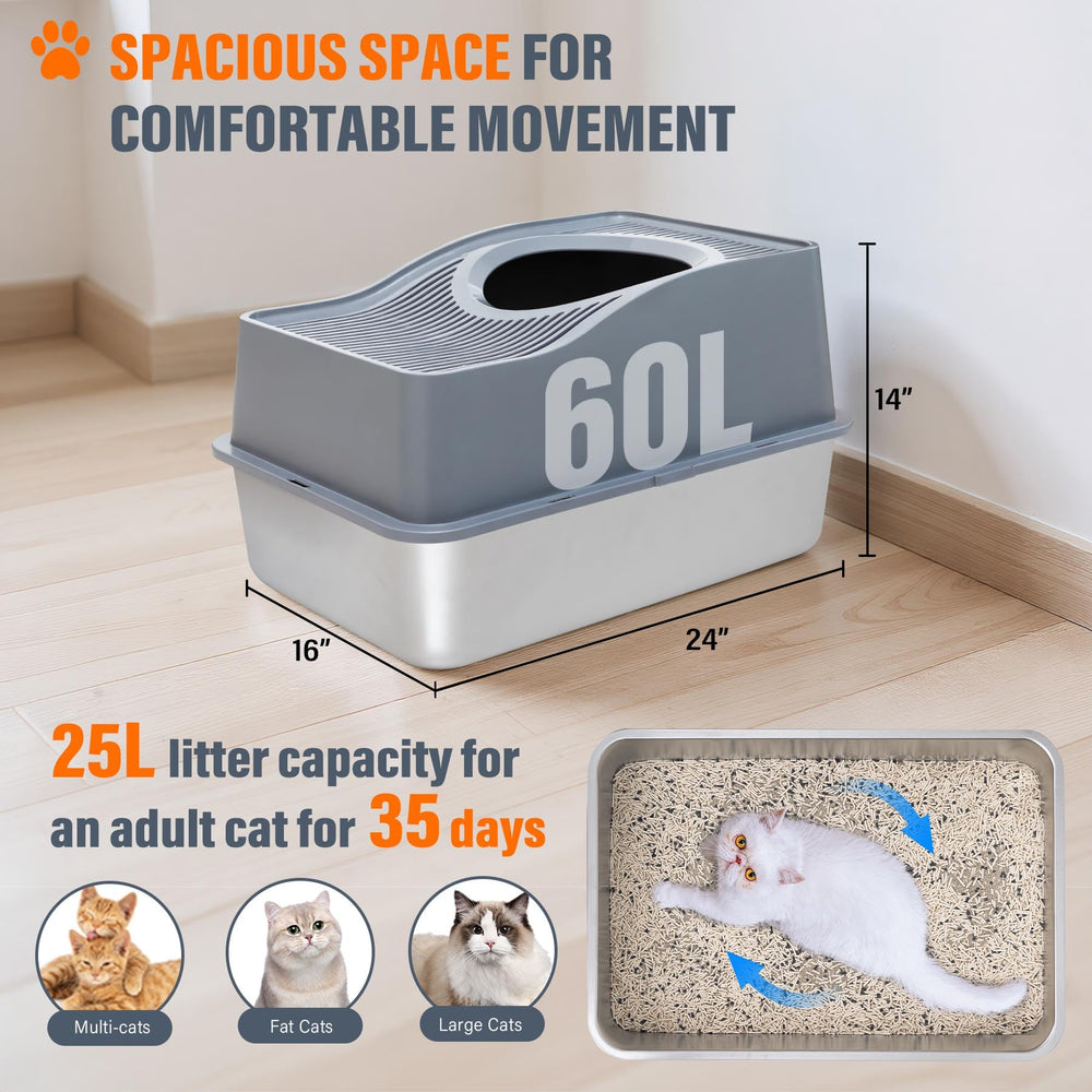Kettnjoy high-side litter pan with anti-leakage design helps contain spills and protect floors.