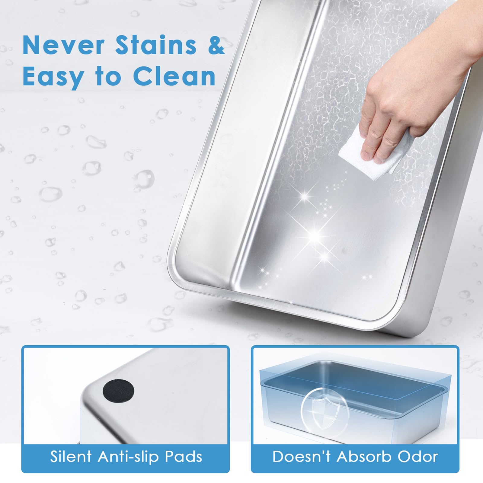 Kettnjoy odor-resistant stainless-steel surface promotes easy cleaning and odor control.