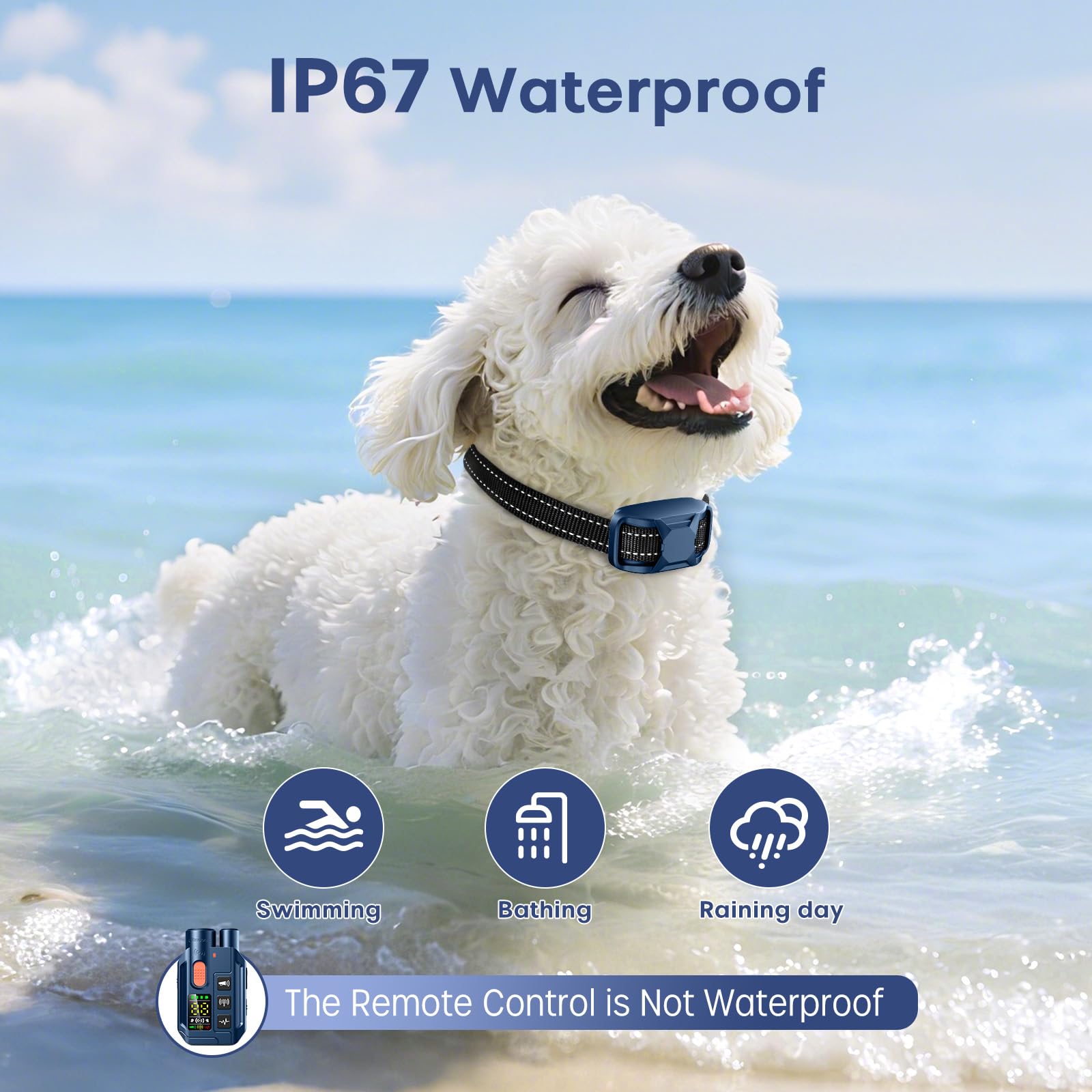 Ketwini IP67 waterproof dog collar designed for all-weather use.