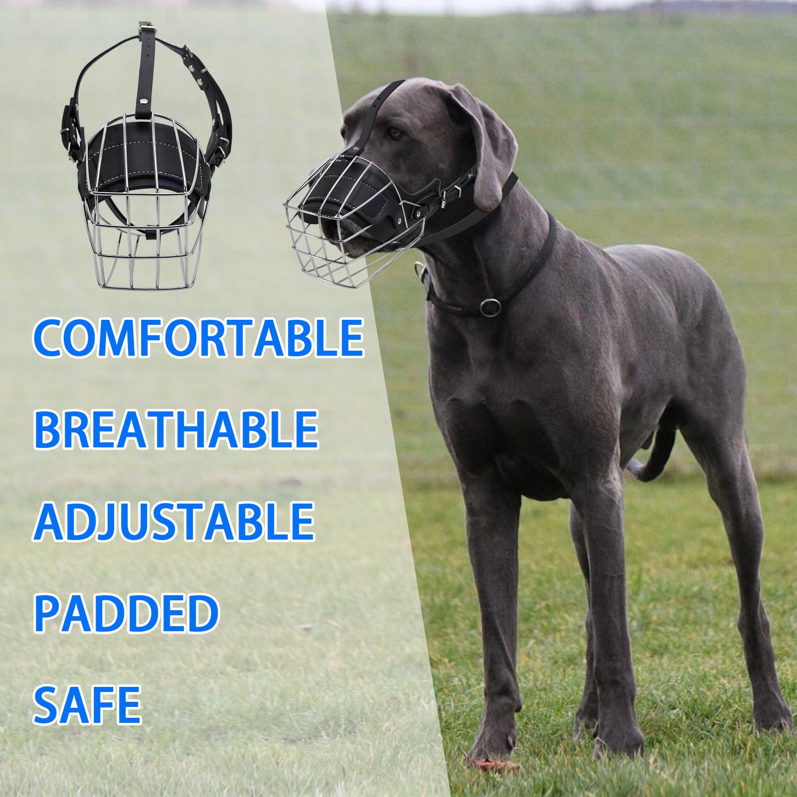 KEUYE Adjustable buckle strap enables a customized fit for various large breeds.