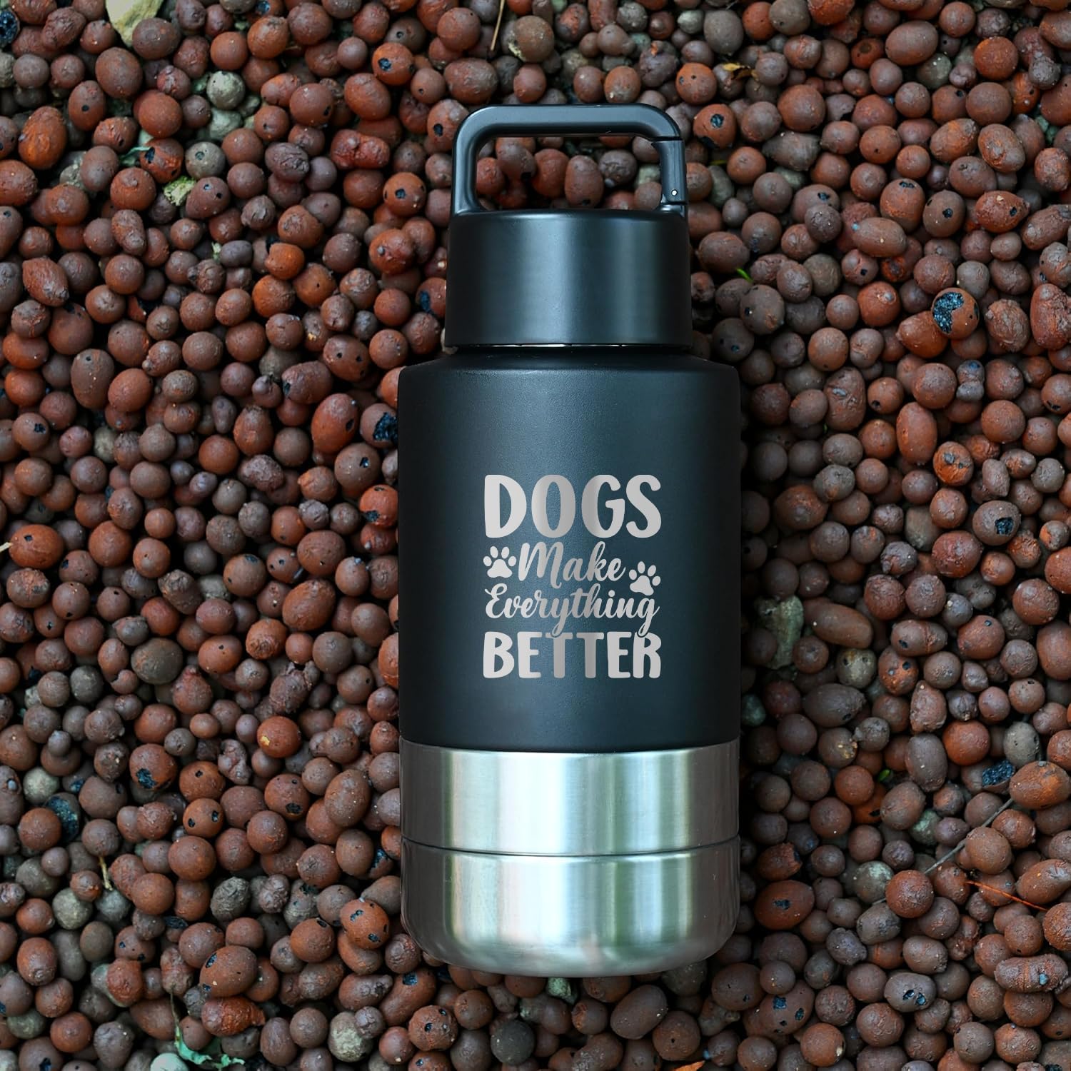 KEWIXY backpack-friendly dog travel bottle in use during hikes and park walks.