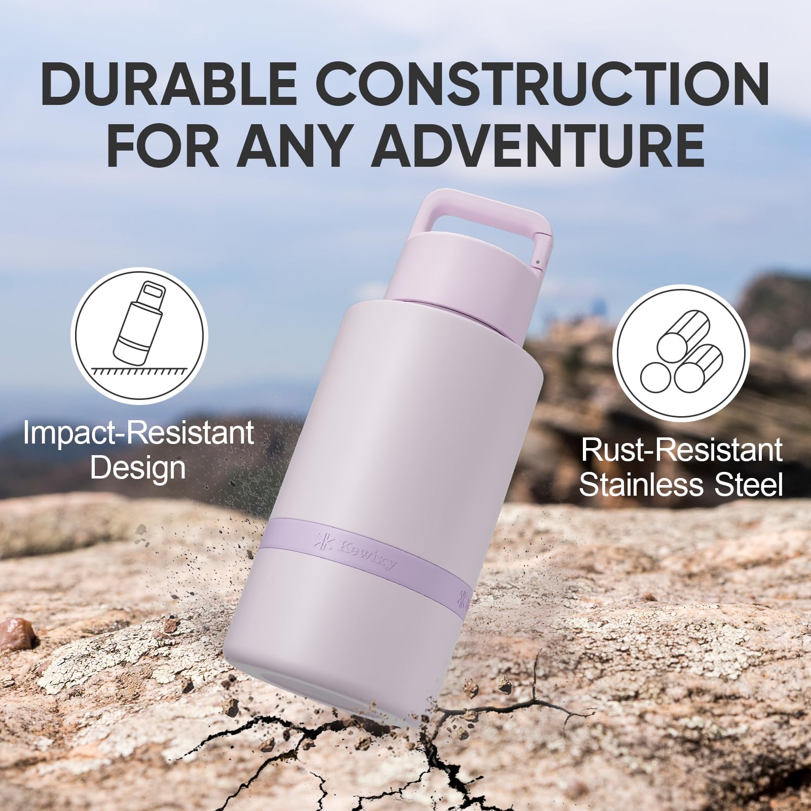 KEWIXY temperature-lock feature keeps water cold for hours outdoors