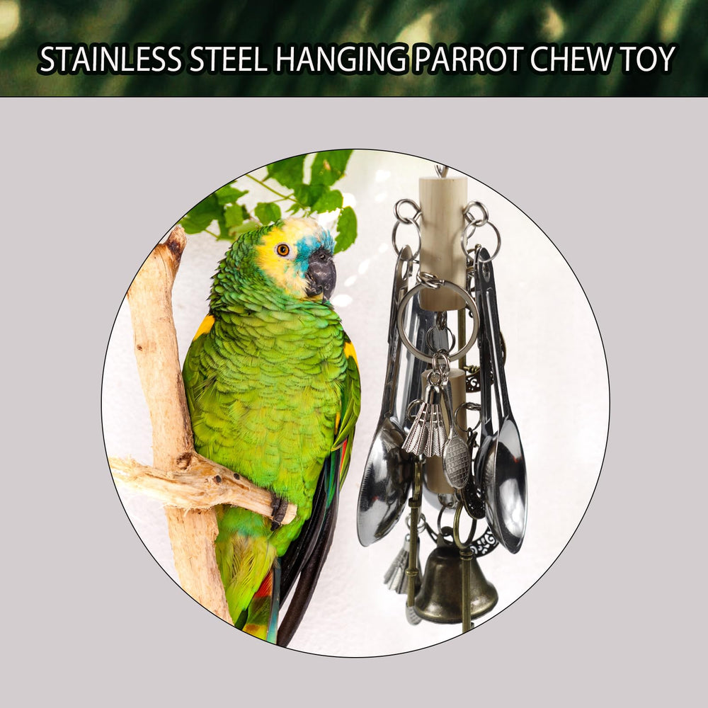 Kewkont Bird Hanging Chew Toy lovebird charm provides safe chewing and playful exploration