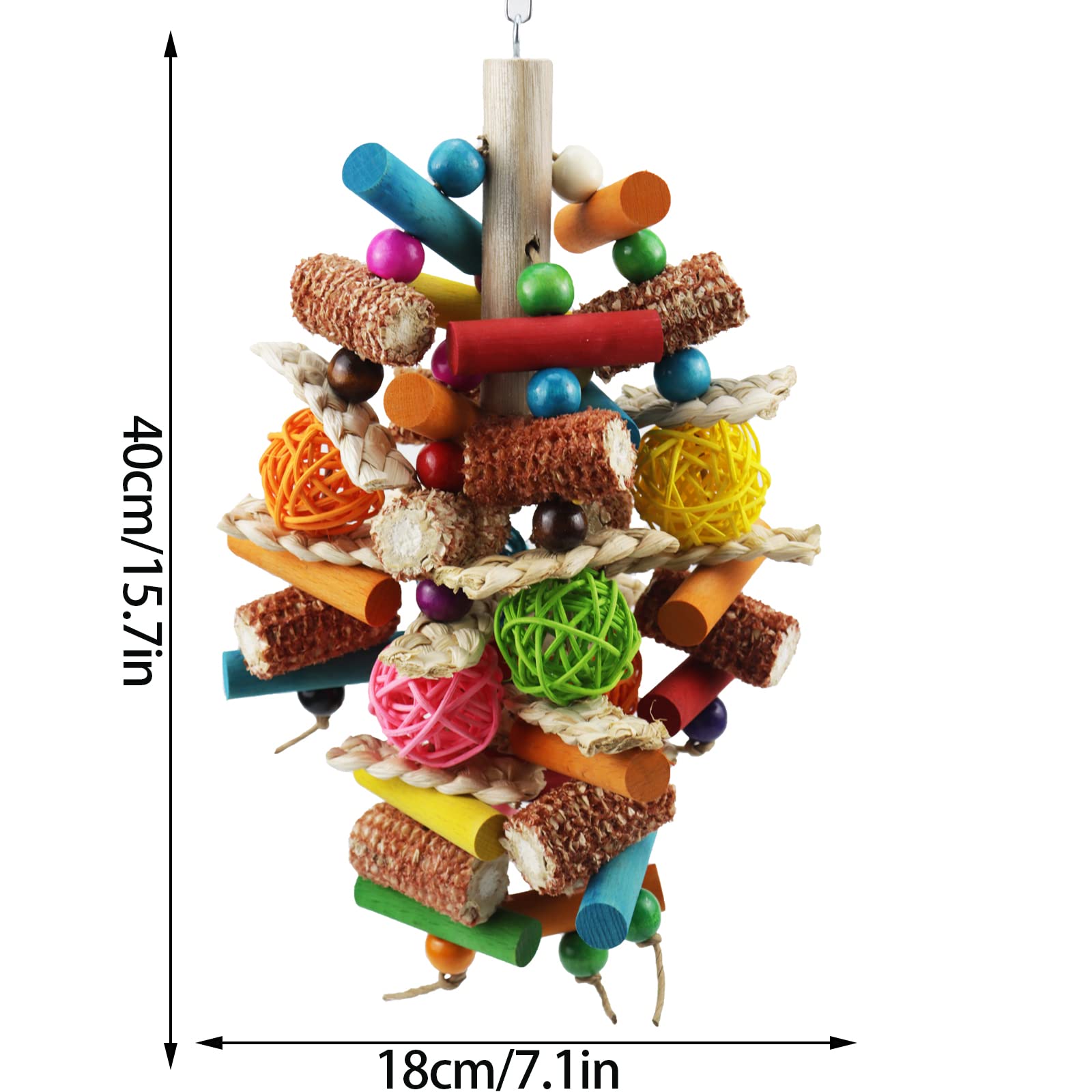 Kewkont bird toys colorful chew set stimulates curiosity and reduces boredom.