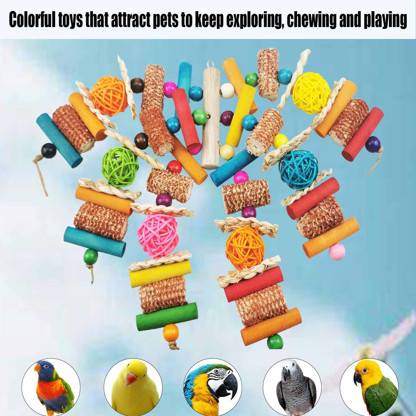Kewkont bird toys edible chew toy supports natural chewing instinct and activity.