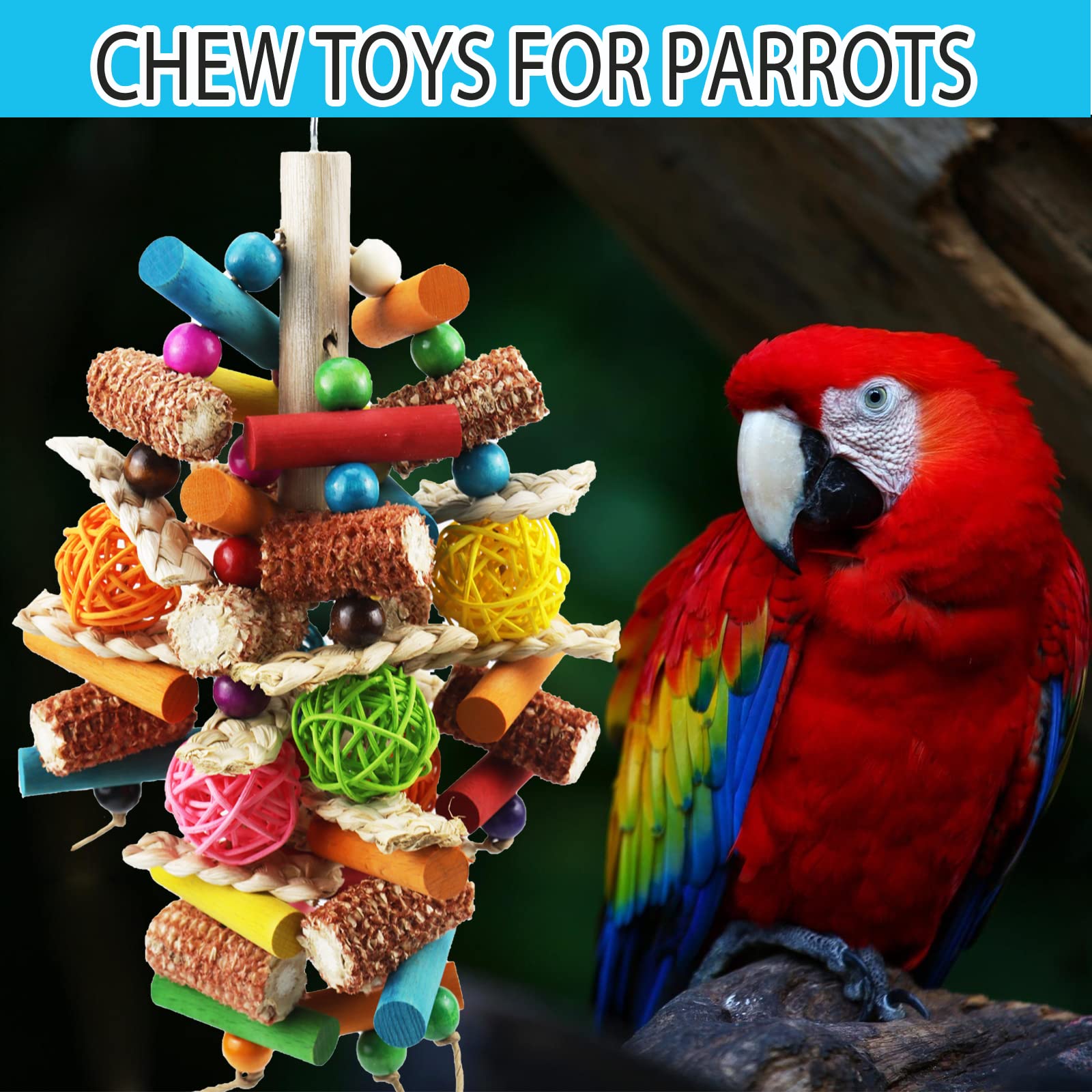 Kewkont bird toys movable hooks enable quick cage setup and safe hanging.