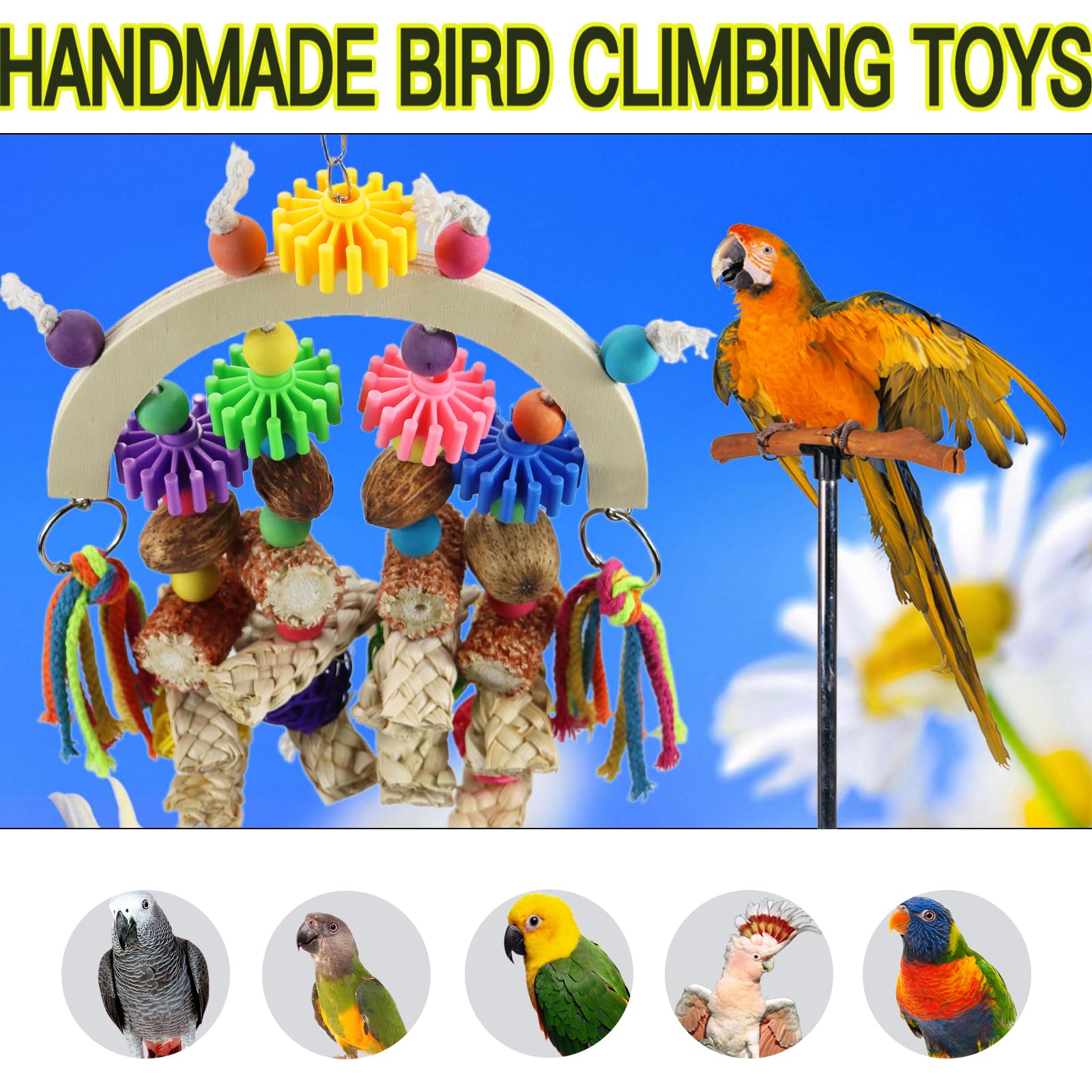 Kewkont bird toys parrot cage accessory adds color and enrichment to daily routine
