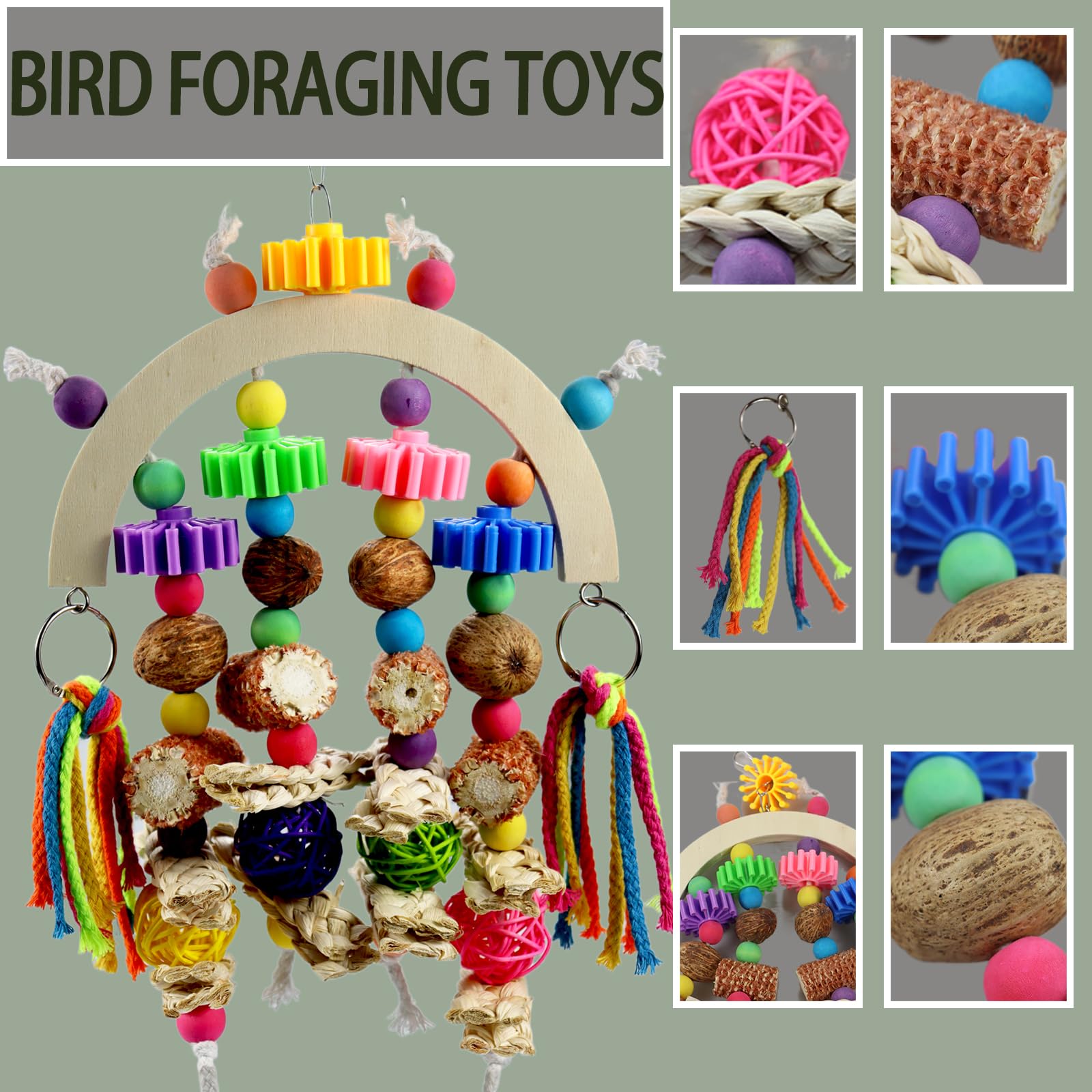 Kewkont bird toys rattan balls to stimulate curiosity and social play