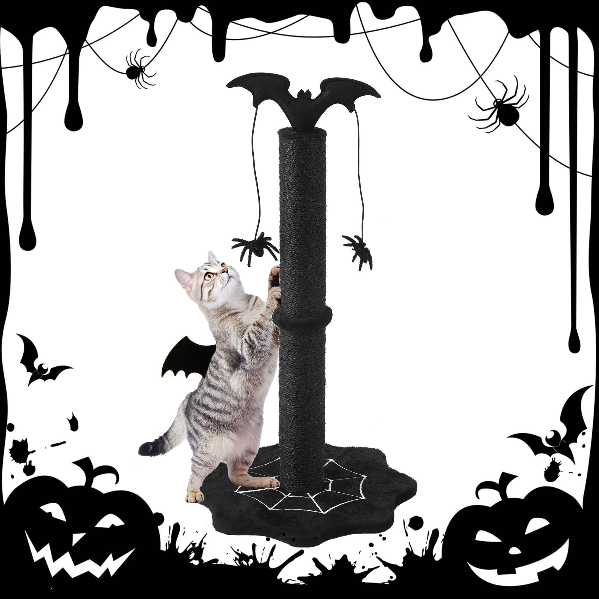 Keygarzone Bat-design Halloween cat scratcher adds festive flair and safe scratching