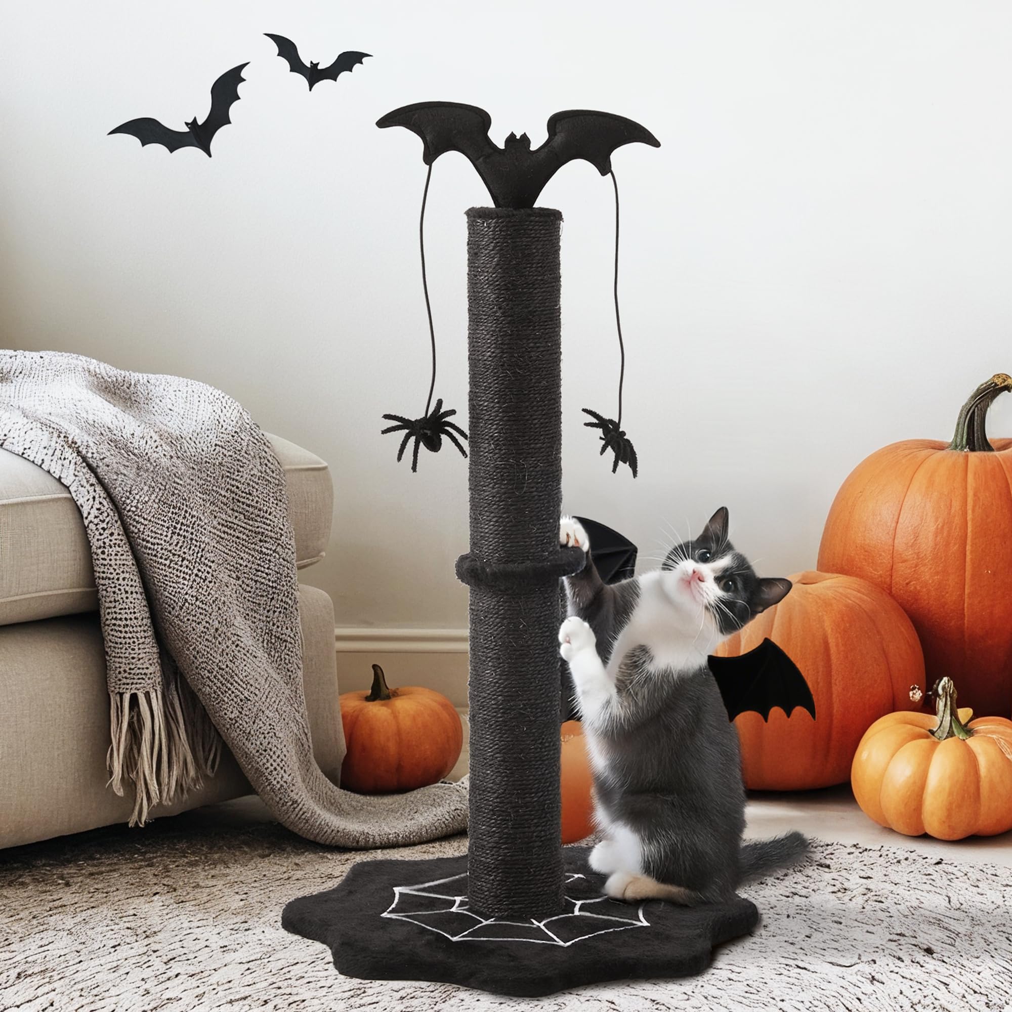 Keygarzone Gothic Cat Scratching Post in black matches modern decor
