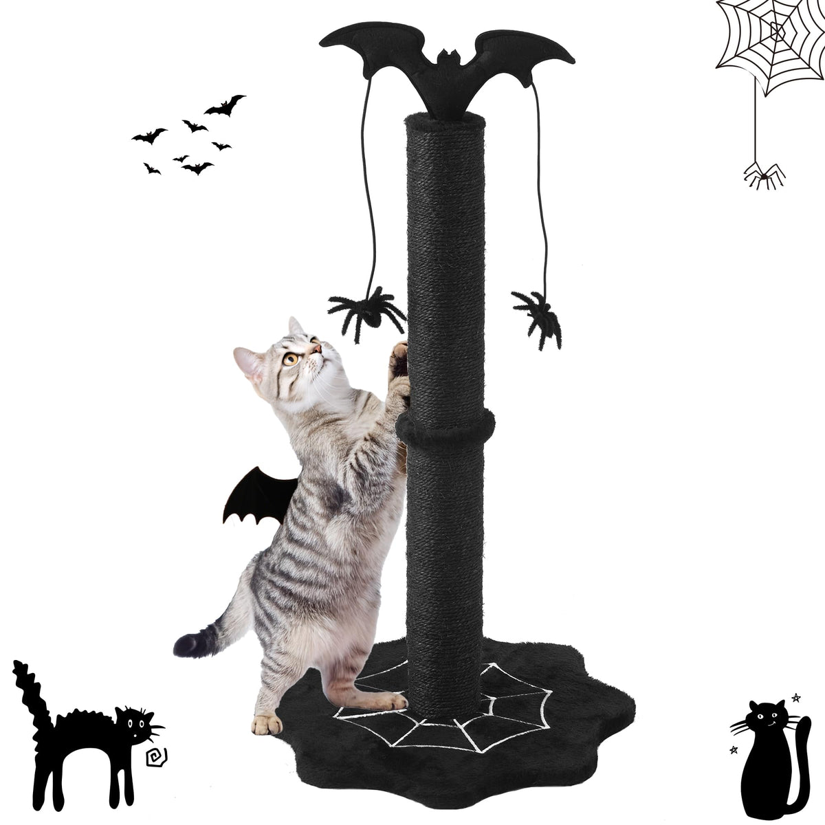Keygarzone Gothic Cat Scratching Post 25in with sturdy sisal base for durable scratching