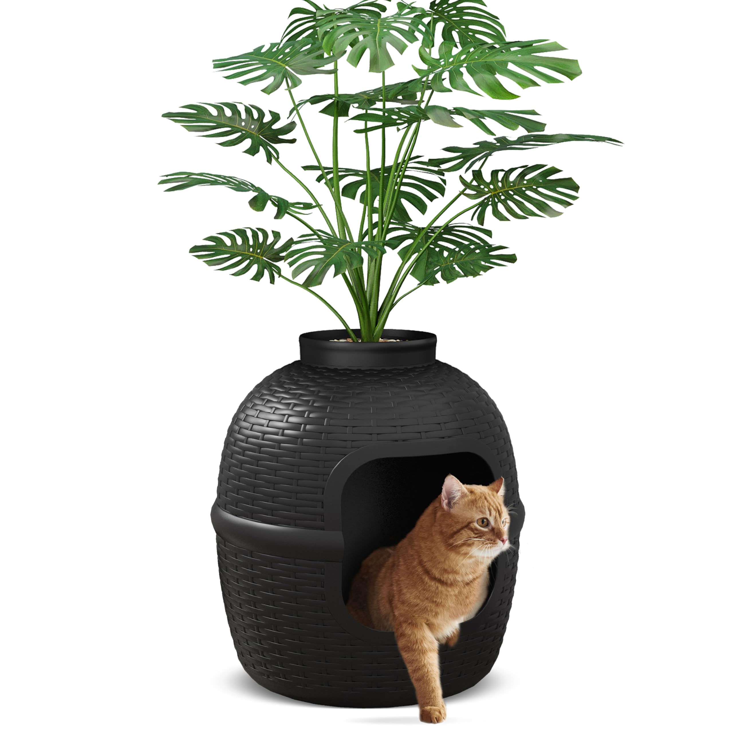 Keygarzone black finish hidden litter box blends with modern decor