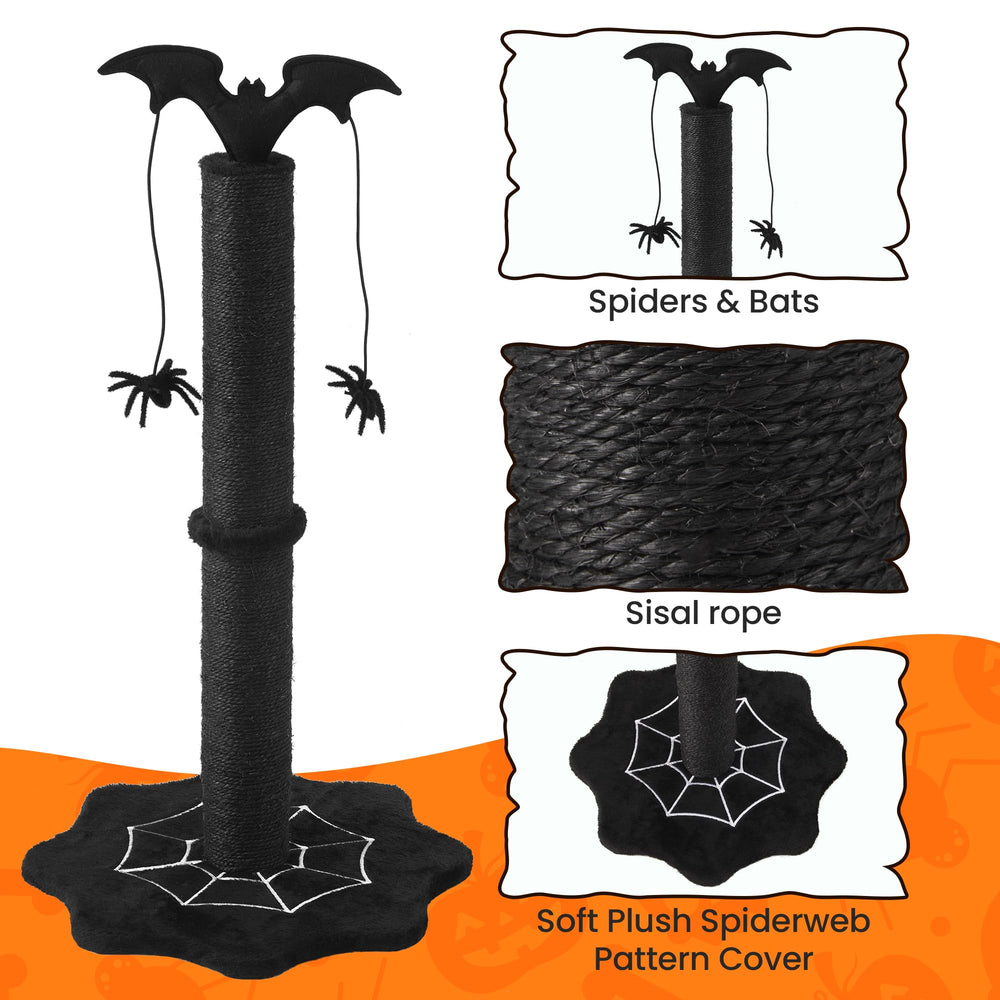 Keygarzone Gothic Cat Scratching Post with interactive hanging spider toys for play