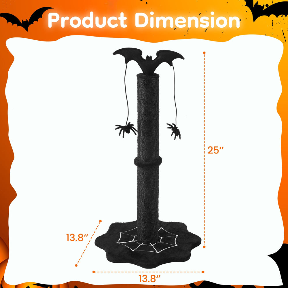 Keygarzone Gothic Cat Scratching Post with plush spider toys that dangle for hunting