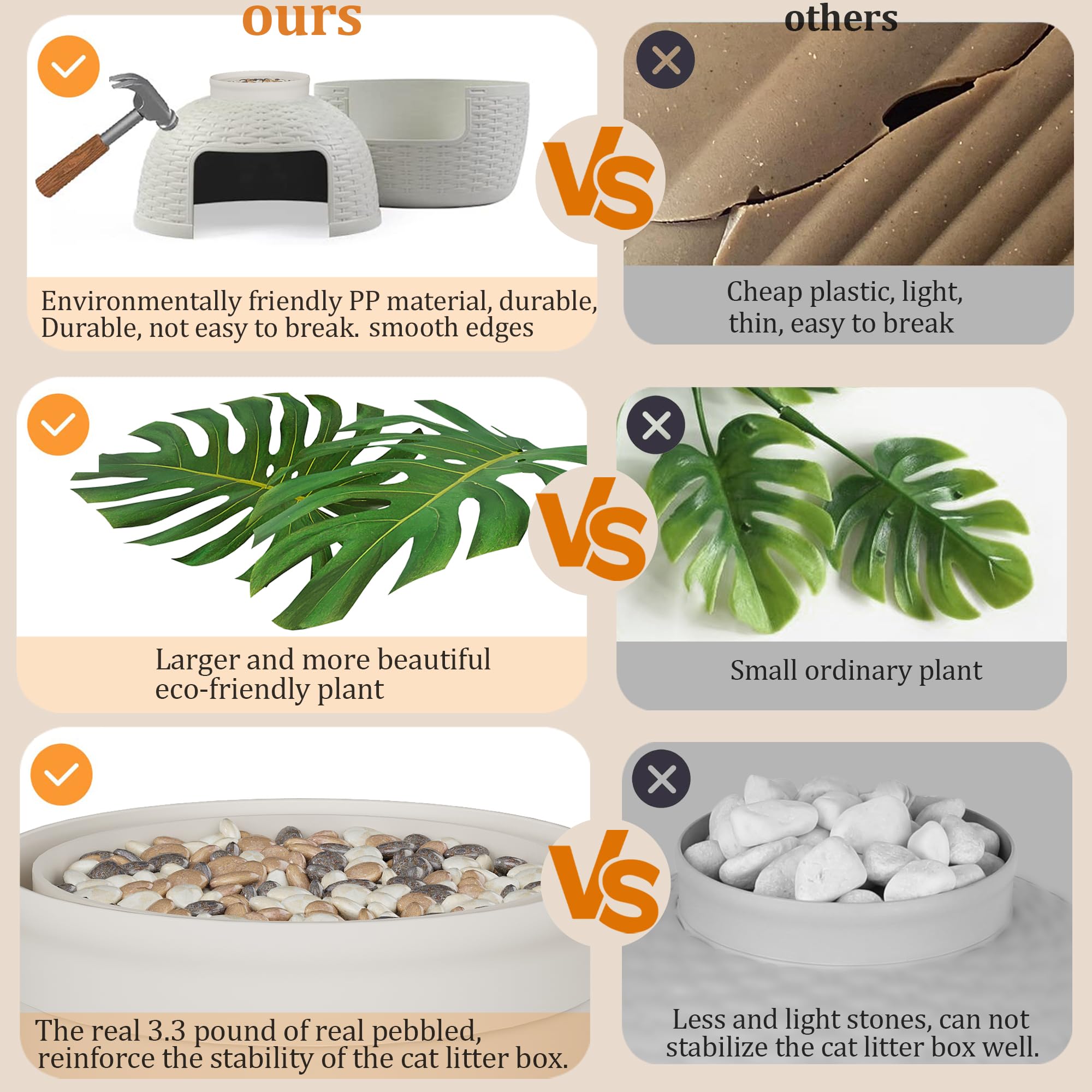 Keygarzone top with natural stones—stable surface for decor or plants.