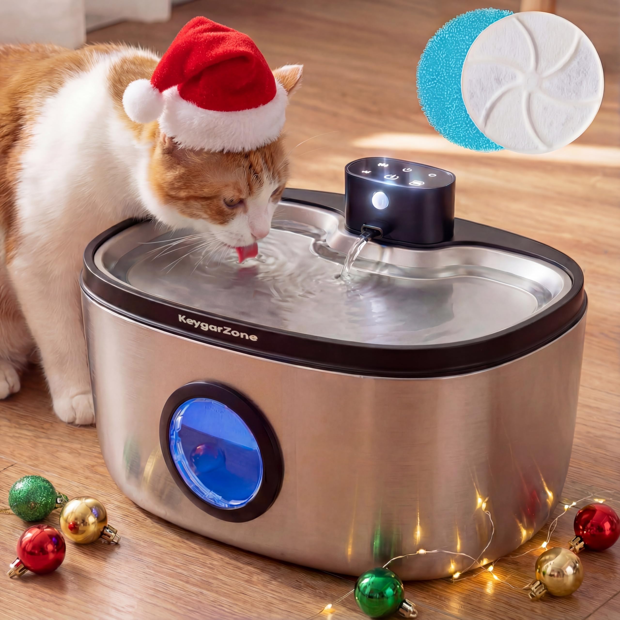 Keygarzone wireless cat water fountain with 5L capacity for multi-pet hydration.