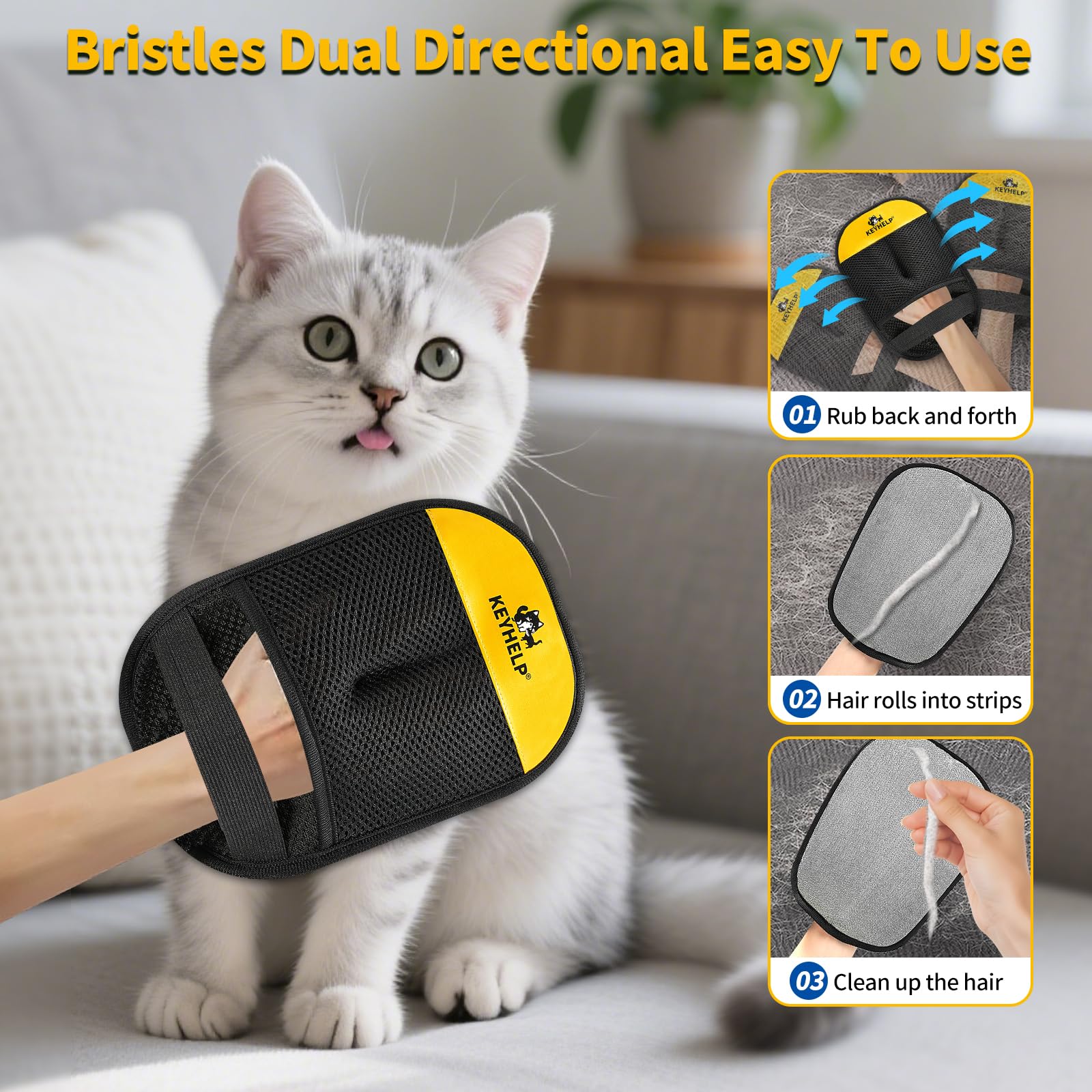 KEYHELP Pet Hair Glove wash-ready material supports reusable eco-cleaning