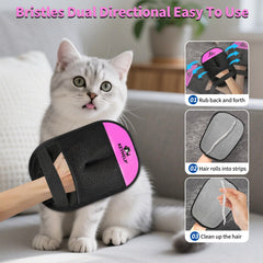 KEYHELP pet hair removal glove on sofa shows deep cleaning across cushion surfaces.