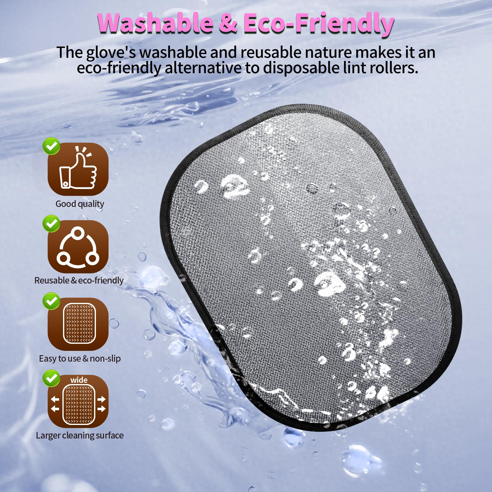 KEYHELP pet hair removal glove washable material ensures reusable, eco-friendly grooming sessions.