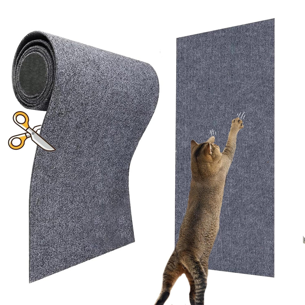 KEYIDE cat scratch couch protector grey top view shows self-adhesive surface