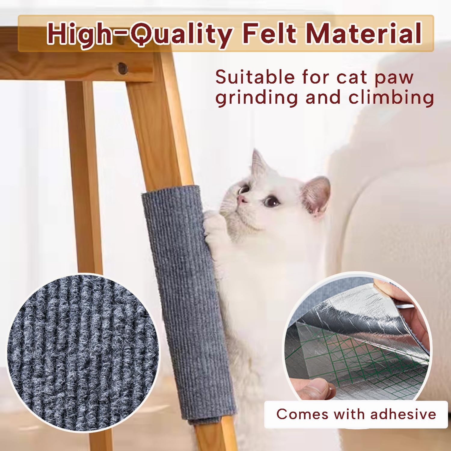 KEYIDE beige cat scratch surface close-up shows soft, comfy texture for scratching.