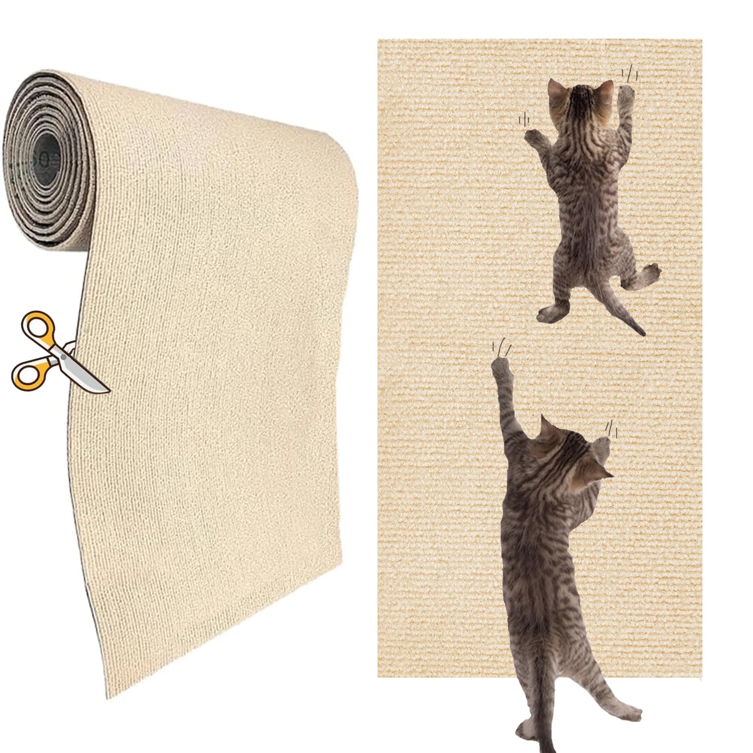 KEYIDE self-adhesive cat scratch wall climber in beige enables easy wall installation and furniture protection.