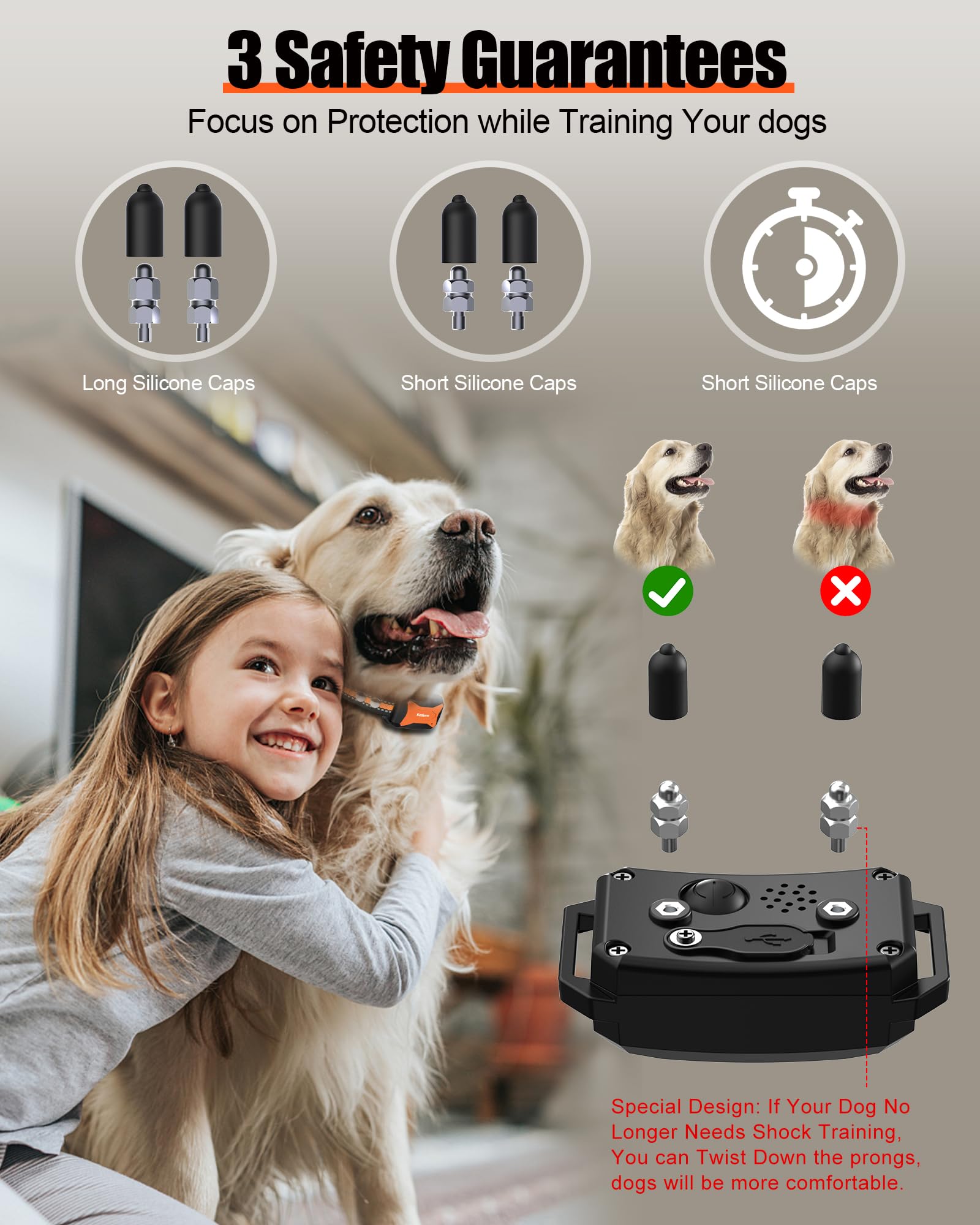 Kezlume charging dock USB enables quick, convenient recharging for collar and remote.