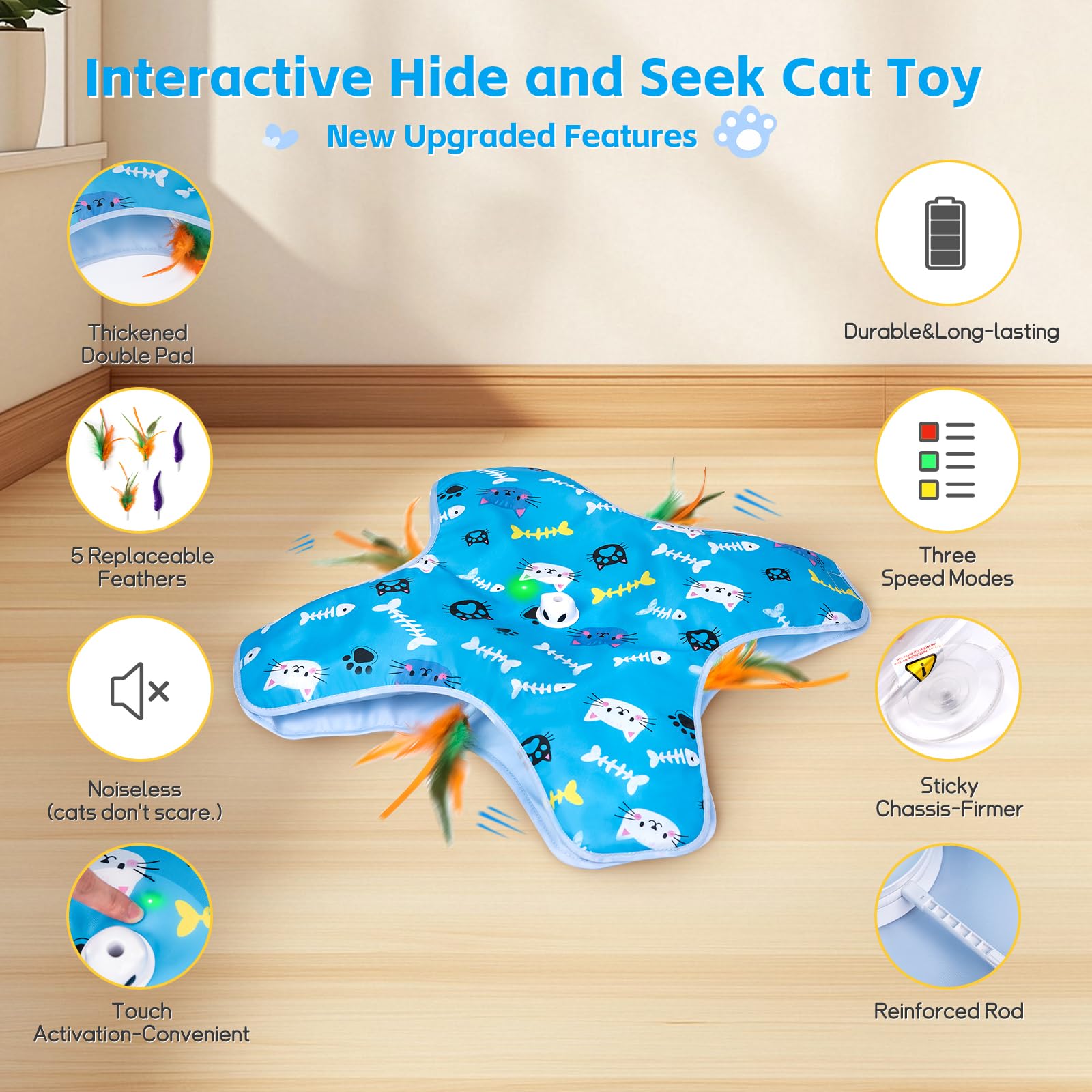 Kfonla Rechargeable Cat Toy USB-C charging for anytime play sessions.