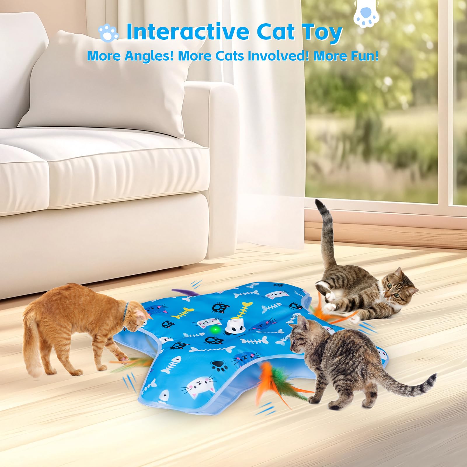 Kfonla Interactive Cat Toy with moving feathers in action for chasing.