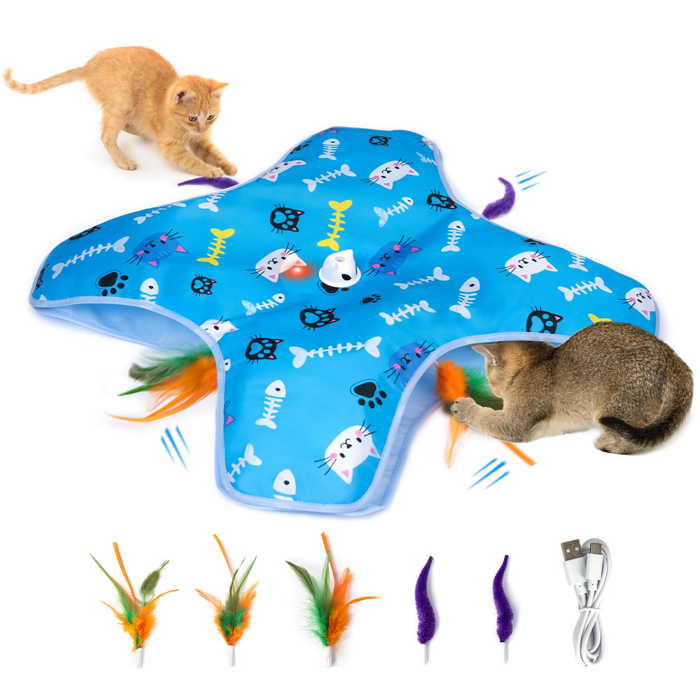 Kfonla Interactive Cat Toy blue front view for indoor enrichment.