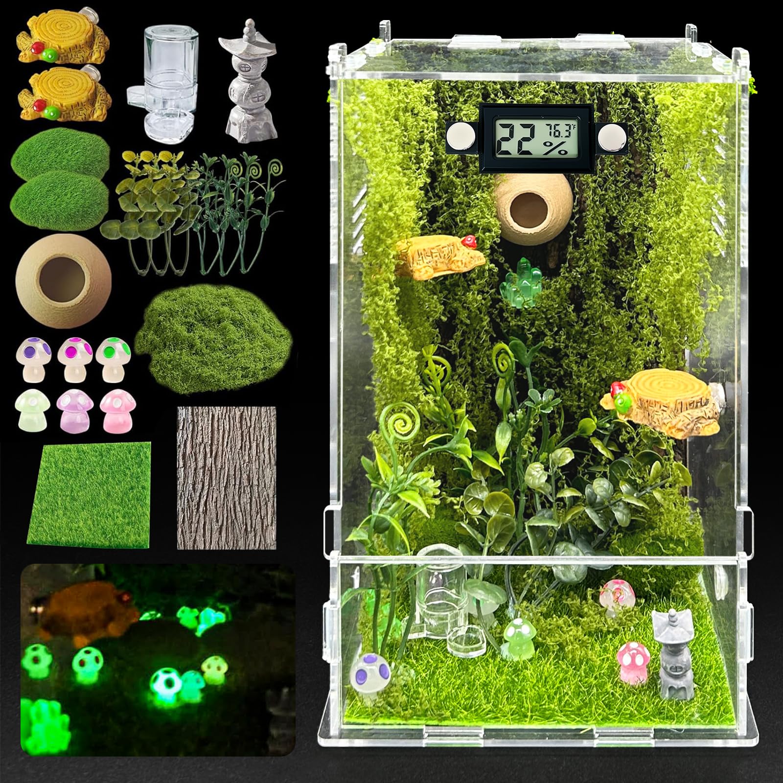 KFPSHLQE jumping spider enclosure exterior view shows clear acrylic for easy observation