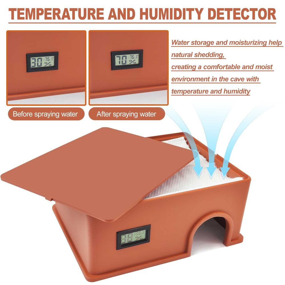 KFPSHLQE reptile hide top vent detail enhances airflow for comfortable habitats.