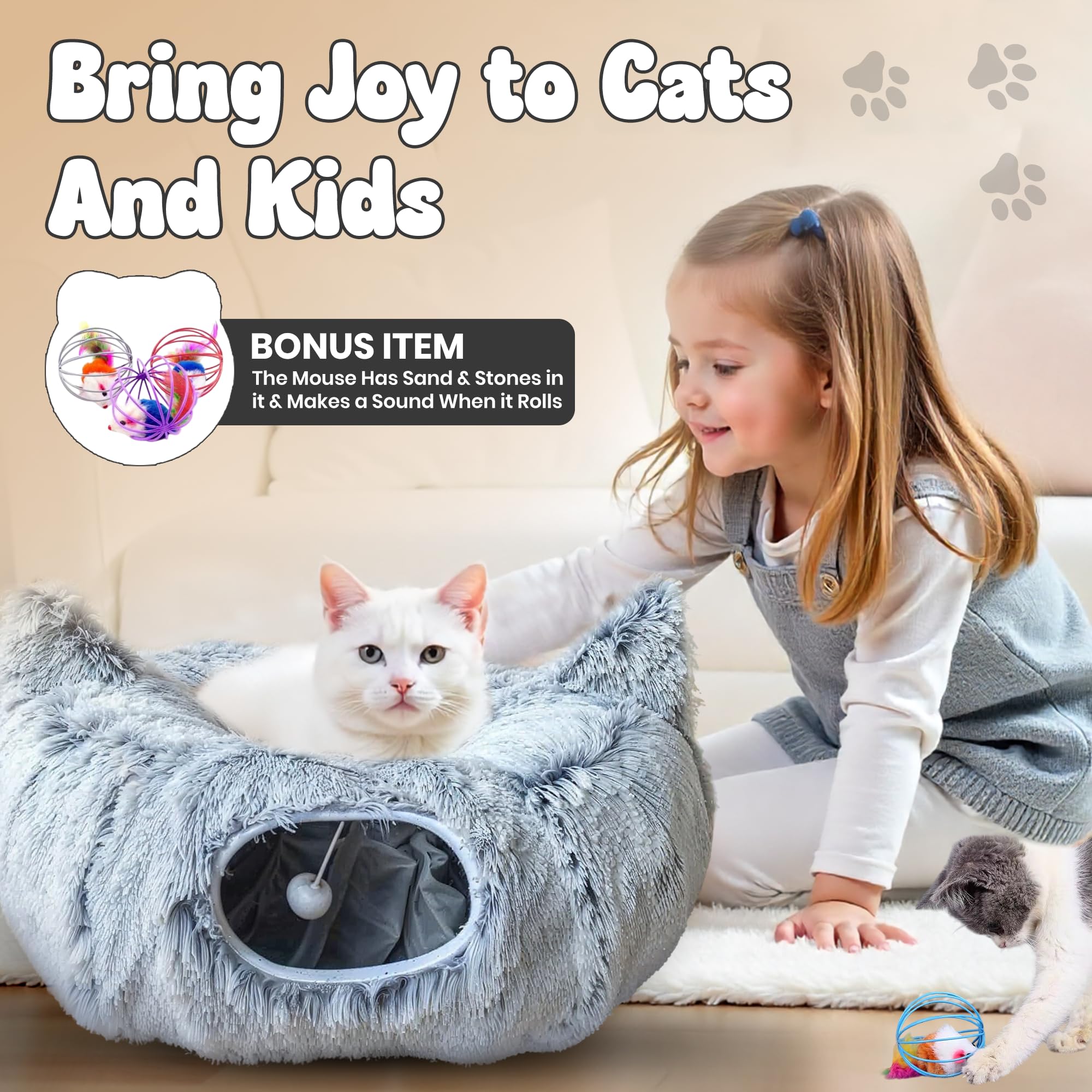 K&G SMART SHOP SOLUTIONS Cat Donut Tunnel Bed extra-large space fits multiple pets