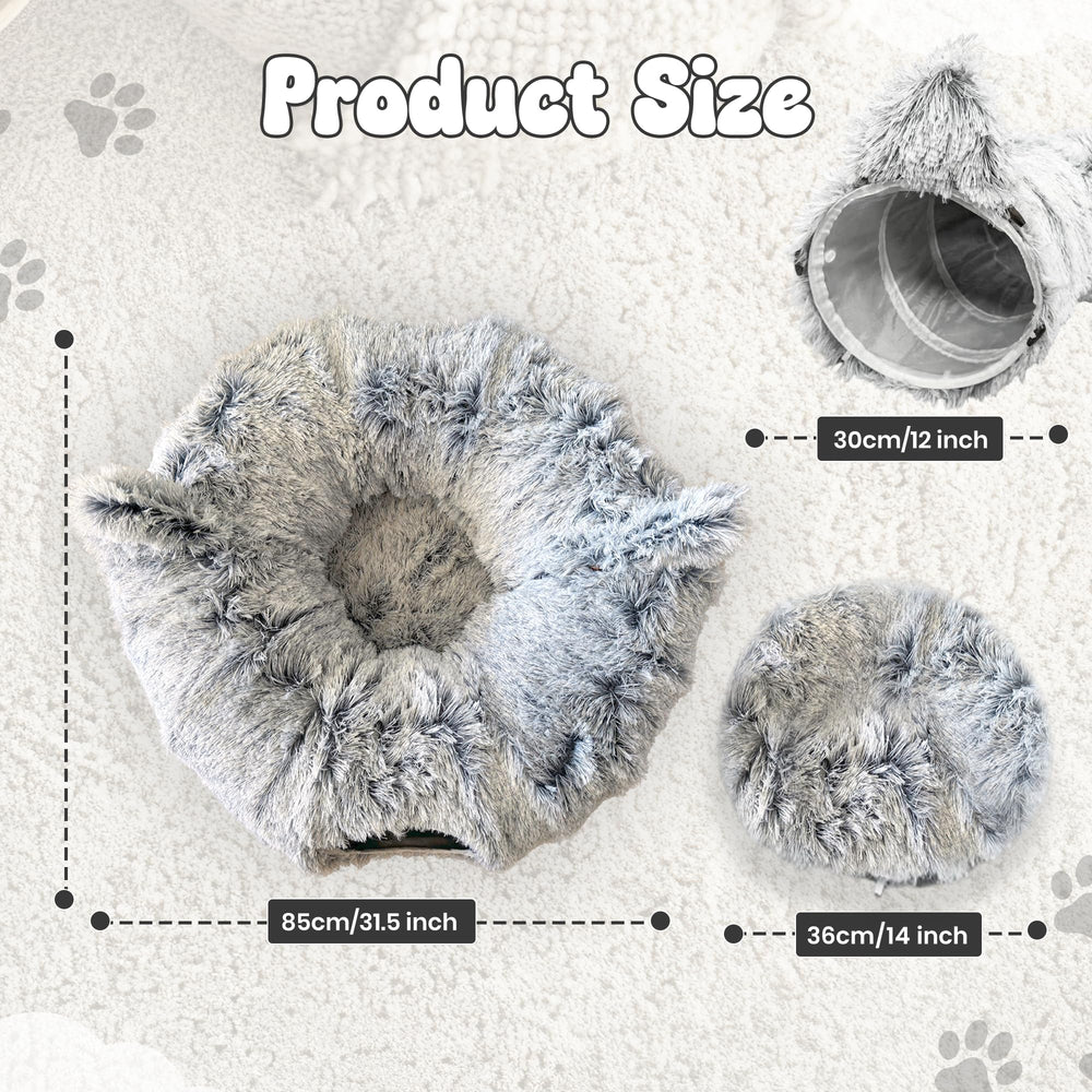 K&G SMART SHOP SOLUTIONS Cat Donut Tunnel Bed fully assembled demonstrates 3-in-1 use