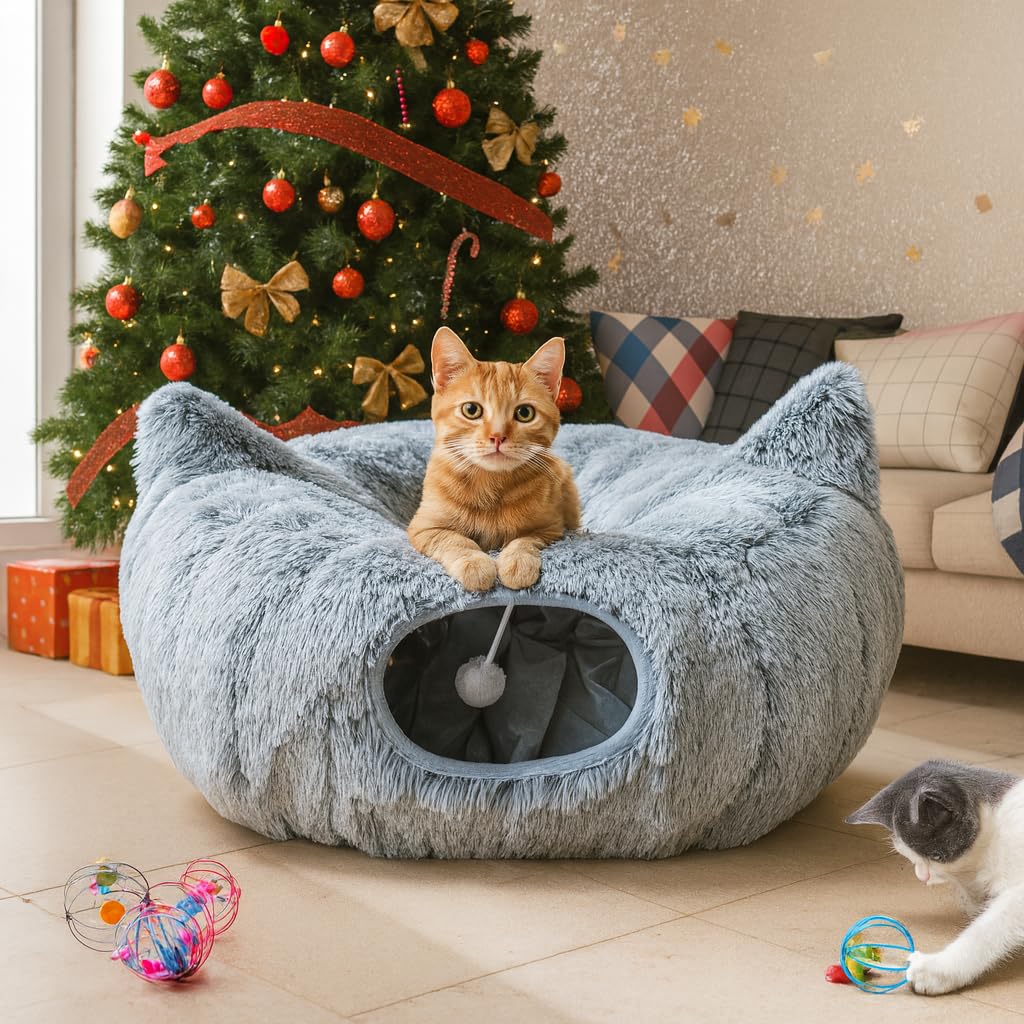 K&G SMART SHOP SOLUTIONS Cat Donut Tunnel Bed main view shows cozy cat hideaway