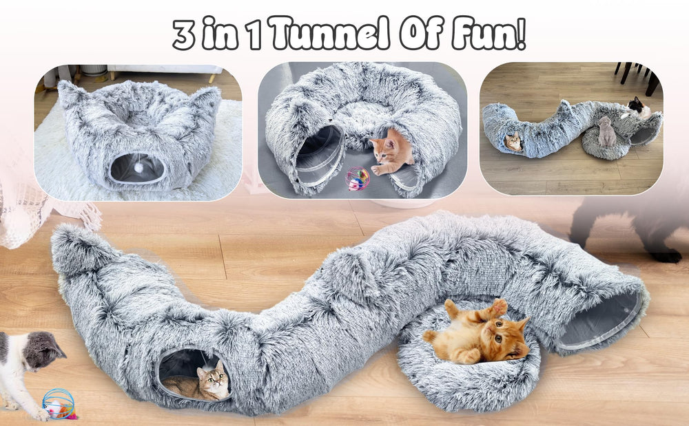 K&G SMART SHOP SOLUTIONS Cat Donut Tunnel Bed tunnel shape invites exploration and play