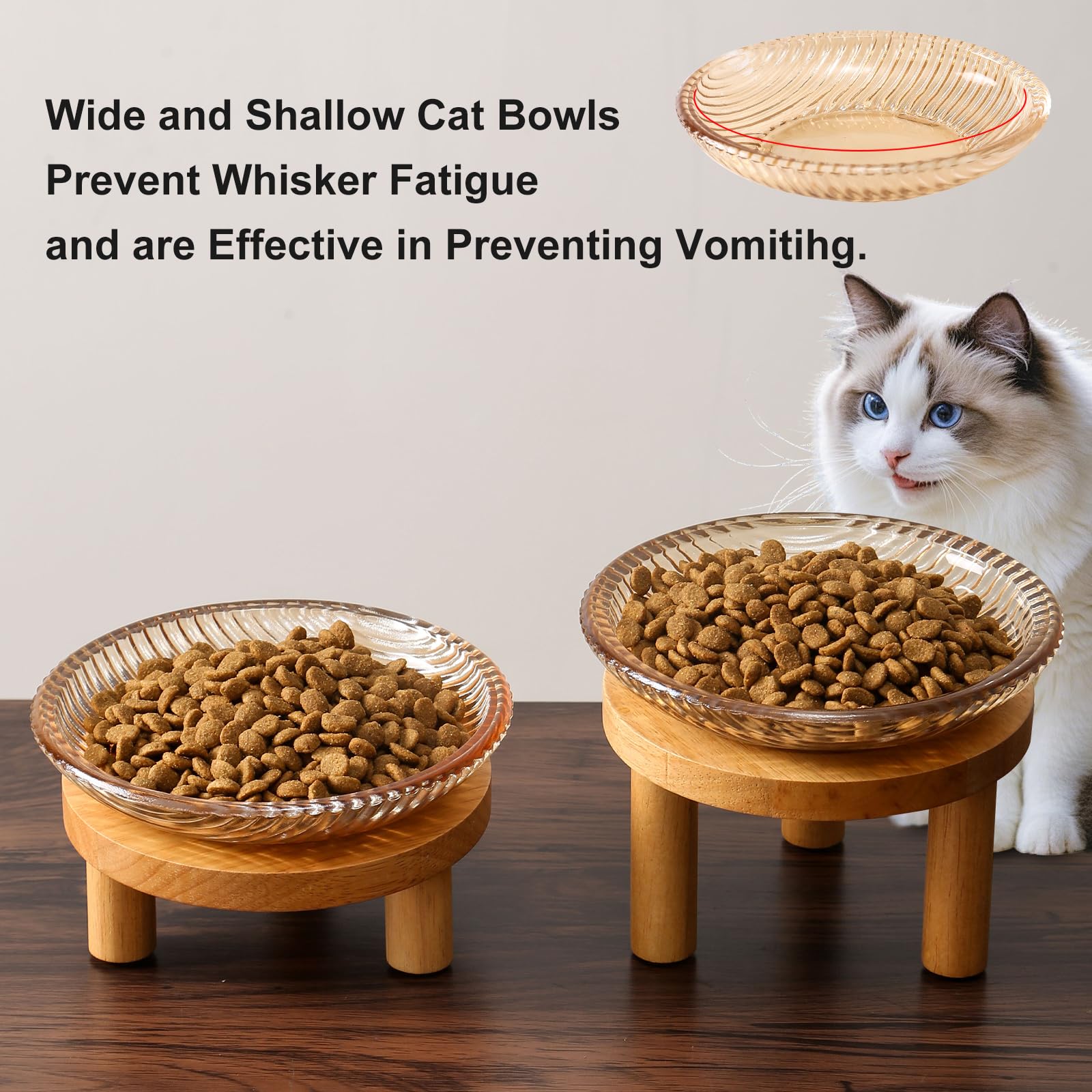 KGCCIZI whisker-friendly bowls feature smooth, easy-to-clean interior for quick daily upkeep.