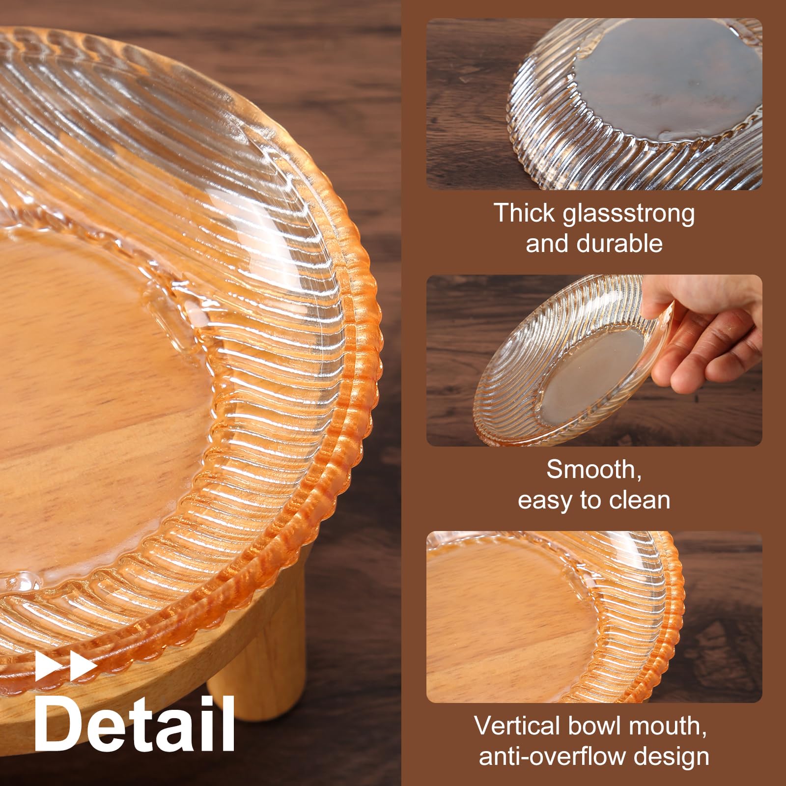 KGCCIZI amber glass bowls with adjustable brackets support comfortable swallowing.