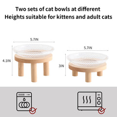 KGCCIZI elevated cat bowl with wooden legs promoting proper spine posture.