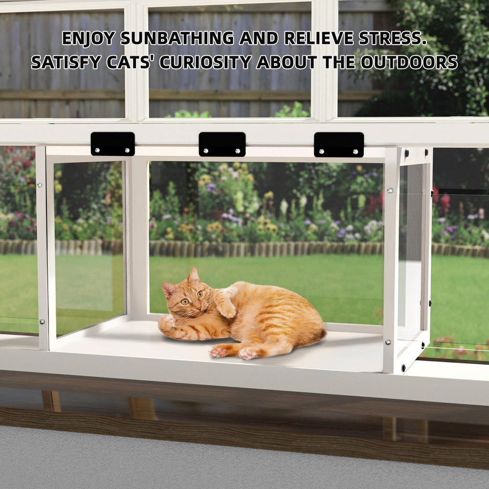 KGCCIZI Window Cat Perch Catio supports two adult cats with a solid build.