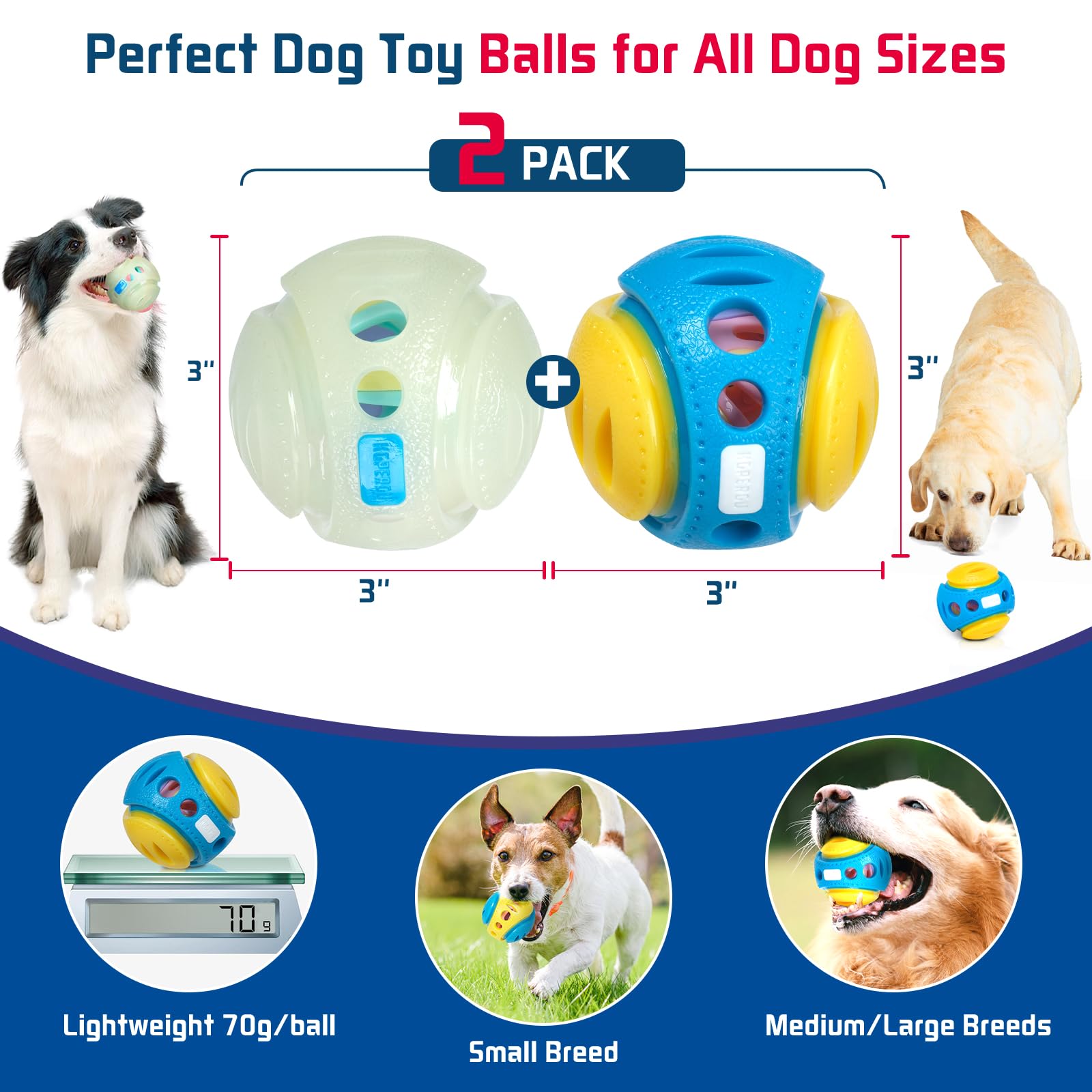 KGPERGU dual-colored blue-yellow ball for high visibility during fetch
