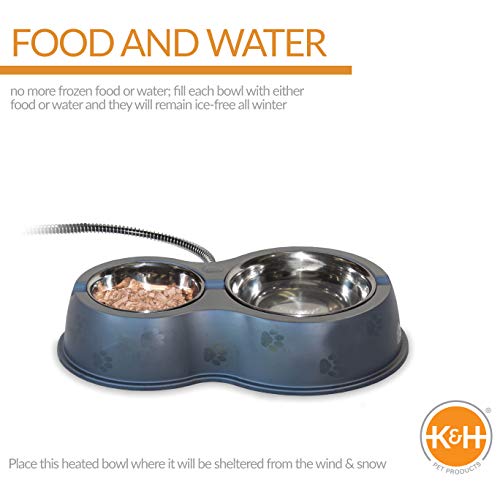 K&H Thermo-Kitty Café side view showing dual food and water feeding options