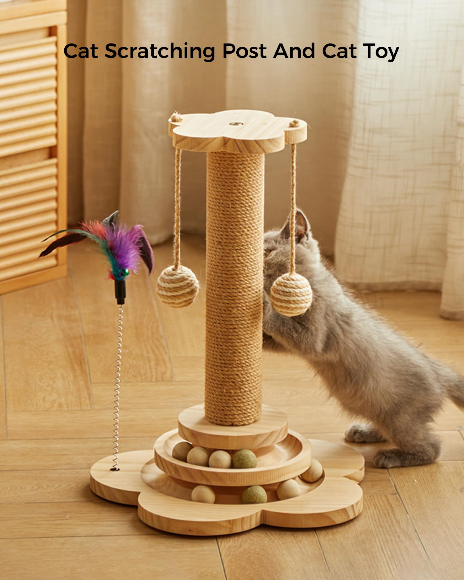 Khalor cat scratcher in use by multiple cats, safe play.