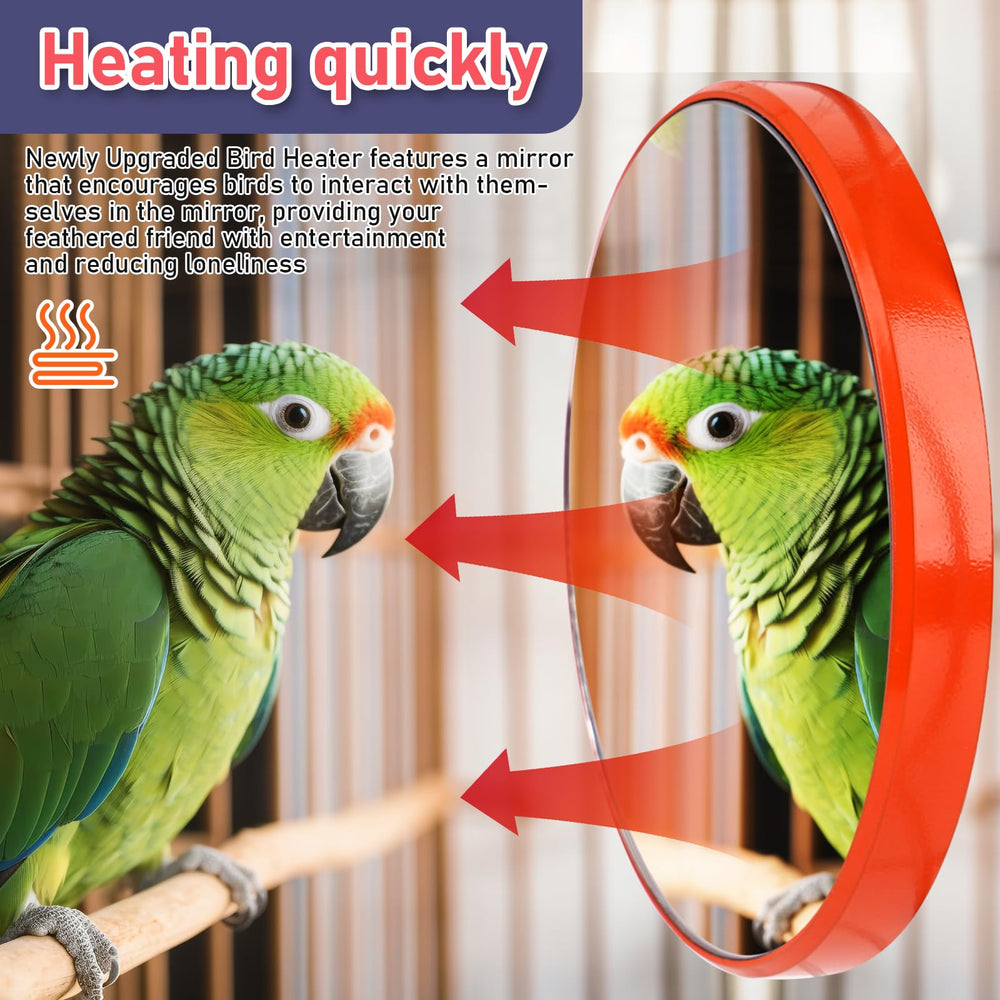 KHEARPSL heater diameter 4.7 inches fits small to medium birds.