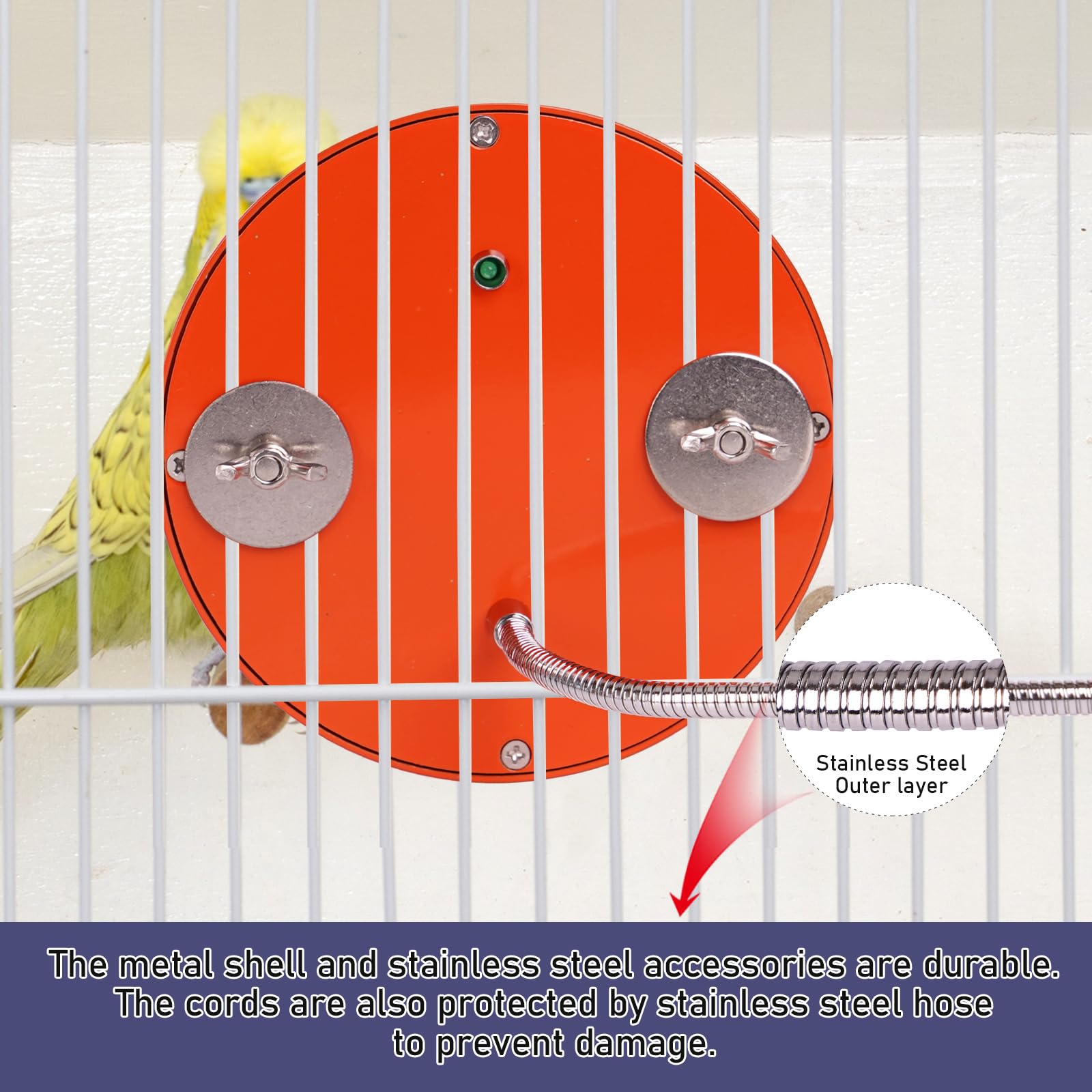 KHEARPSL durable metal shell resists parrot chewing.