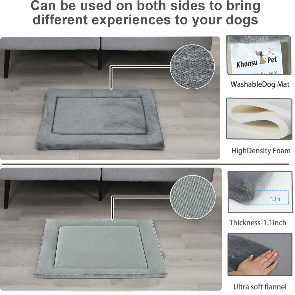 KHONSU PET dog bed mat shows soft flannel side for cozy warmth
